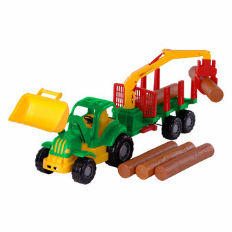 Cavallino Klassieke Tractor met Aanhangwagen en Hout, 61cm