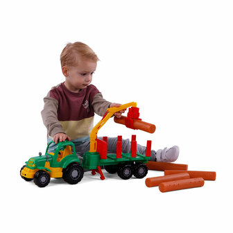 Cavallino Klassieke Tractor met Aanhangwagen en Hout, 61cm