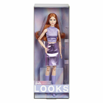 Barbie Looks Modepop Rood haar en Outfit Paars