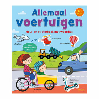 Kleur- en Stickerboek met Woordjes Allemaal Voertuigen (3-5)