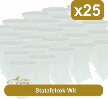 Statafelrok wit 80 cm per 25