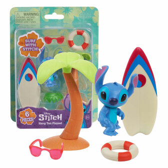 Stitch Speelfiguur met Surfplank Speelset, 5dlg.