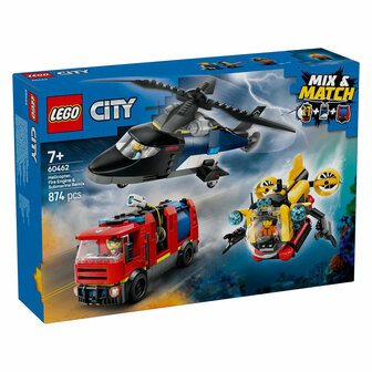 LEGO City 60462 Helikopter, Brandweerauto en Onderzeeer Remix