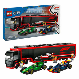 LEGO City 60445 F1 Truck Met Rb20 En Amr24 F1 Auto&#039;s