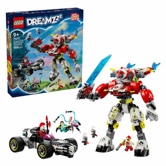 LEGO DREAMZzz 71497 Coopers Tijgermecha en Zero&#039;s Hot Rod Auto