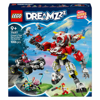 LEGO DREAMZzz 71497 Coopers Tijgermecha en Zero&#039;s Hot Rod Auto