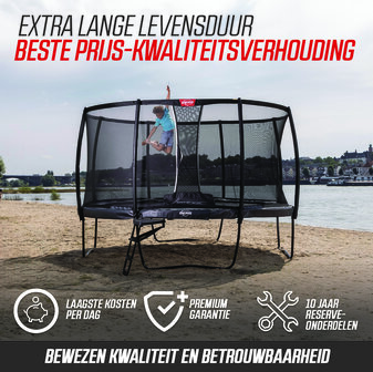 BERG trampoline Elite InGround 430 GrijsLevels + Safety Net Deluxe