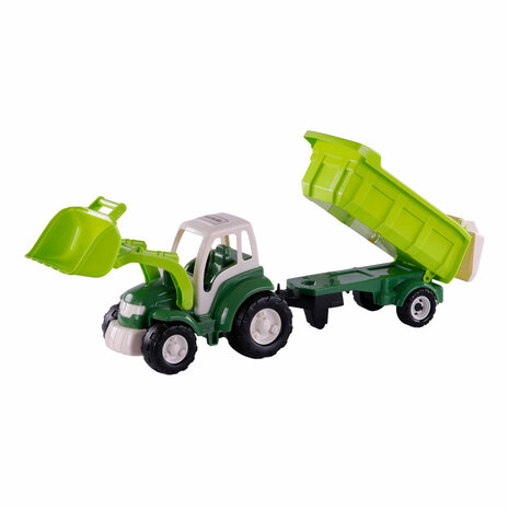 Cavallino XL Tractor Groen met Kiep Aanhangwagen, 86,5cm