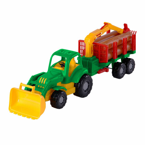 Cavallino Klassieke Tractor met Aanhangwagen en Hout, 61cm