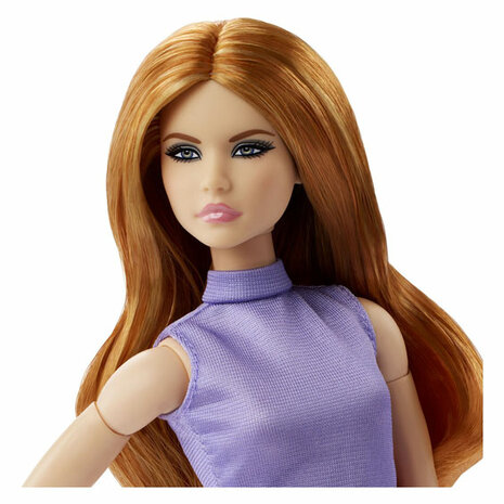 Barbie Looks Modepop Rood haar en Outfit Paars