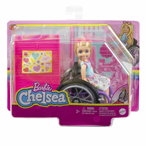 Barbie Chelsea Wheelchair Modepop - Blond