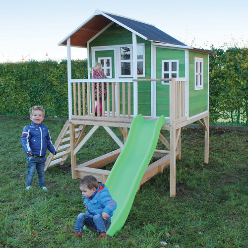 Antecedent Verdragen elegant EXIT-Loft-550-houten-speelhuis-groen - Speelgoed de Betuwe