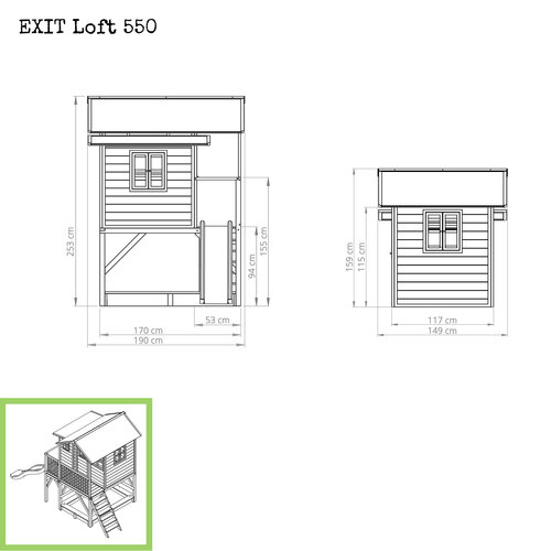 ticket Succesvol knop EXIT-Loft-550-houten-speelhuis-grijs - Speelgoed de Betuwe