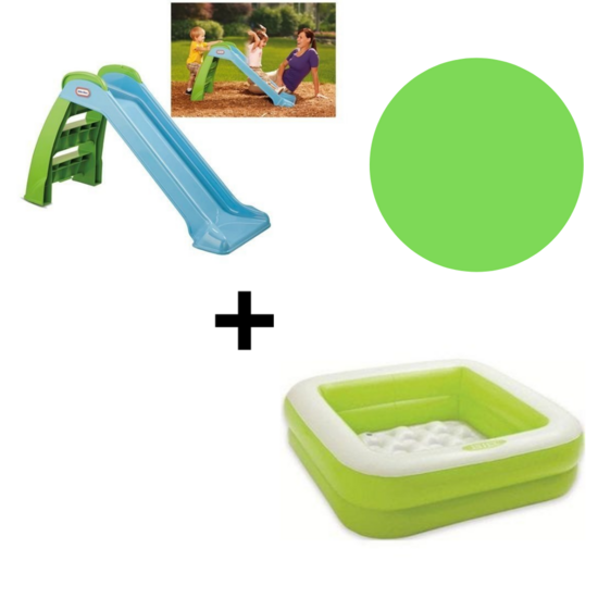 Glijbaan Little Tikes First Blauw opblaaszwembad groen - Speelgoed de