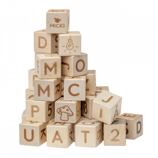 ziek Polair Betrokken Micki Premium houten blokken alfabet (36 st) - Speelgoed de Betuwe