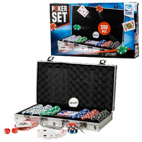 Kleverig speling Vergelijkbaar Clown Games Poker Set Alu Koffer 300 Dlg. - Speelgoed de Betuwe