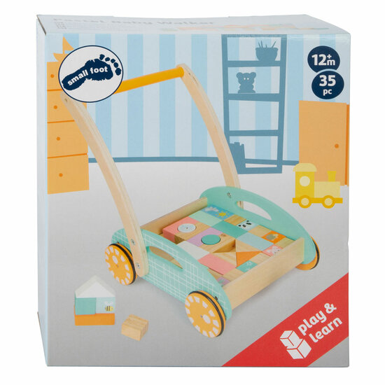 Small Foot - Houten Baby  Walker Loopwagen met Blokken Paste