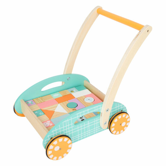 Small Foot - Houten Baby  Walker Loopwagen met Blokken Paste