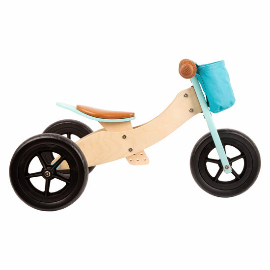 Small Foot - Houten Driewieler en Loopfiets 2in1 Maxi Turquo