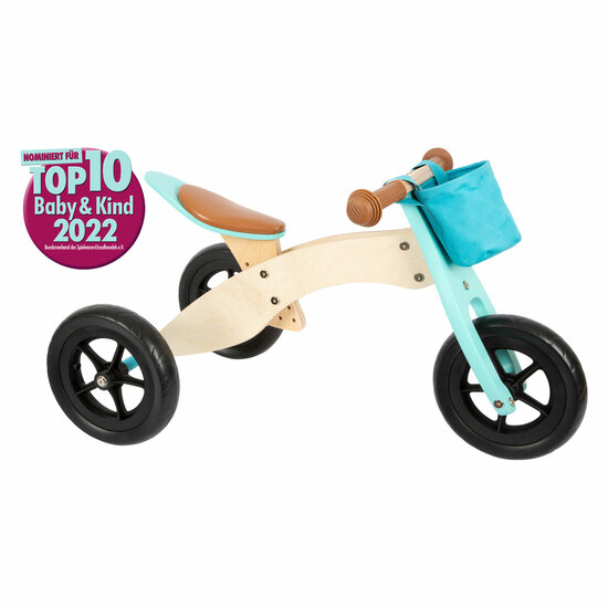 Small Foot - Houten Driewieler en Loopfiets 2in1 Maxi Turquo