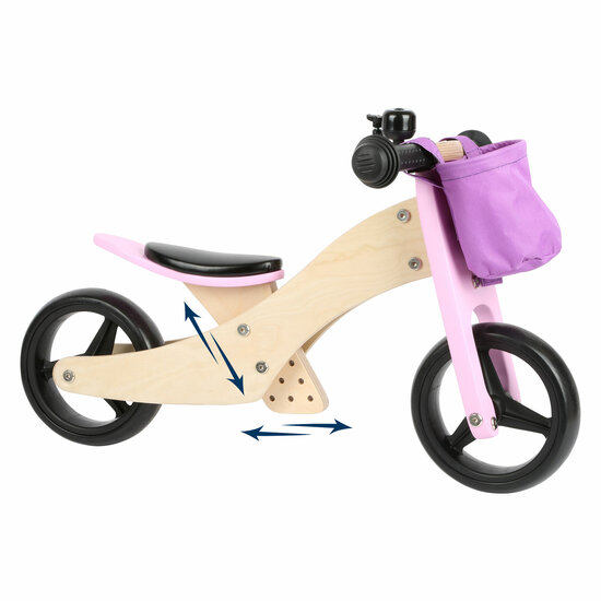 Small Foot - Houten Driewieler en Loopfiets 2in1 Roze