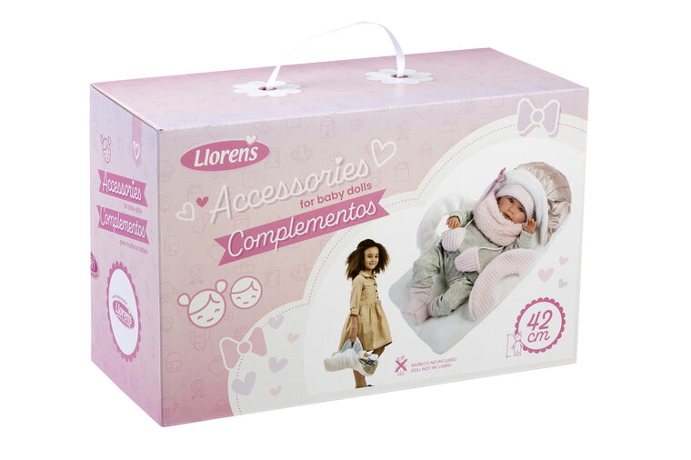 Llorens kledingset met draagdoek Mimi roze voor poppen van 42 cm