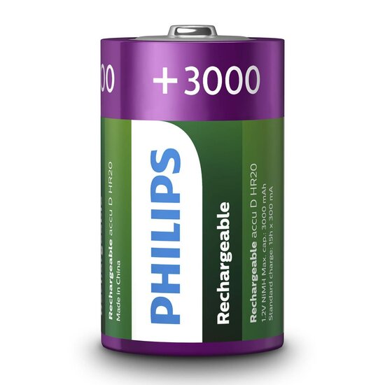 Oplaadbare Batterijen Philips Rechargeable NimH D/HR20 3000m