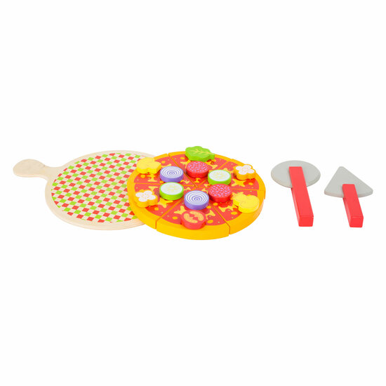 Small Foot - Houten Snij- en Speeleten Pizza Set, 21dlg.