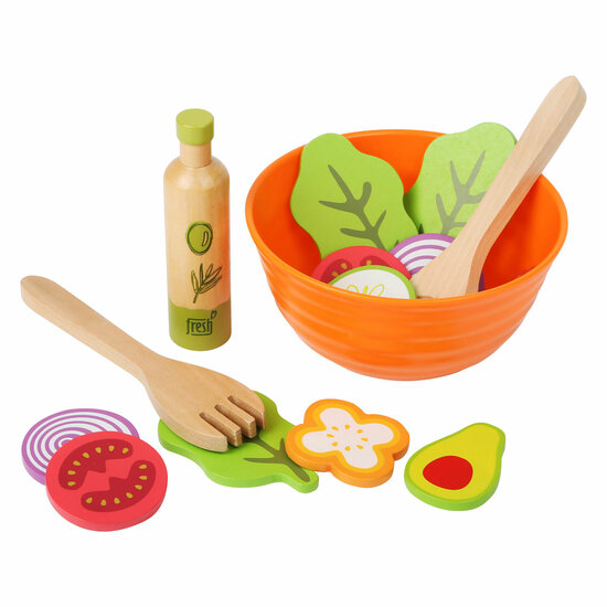 Small Foot - Houten Speeleten Salade Speelset, 15dlg,