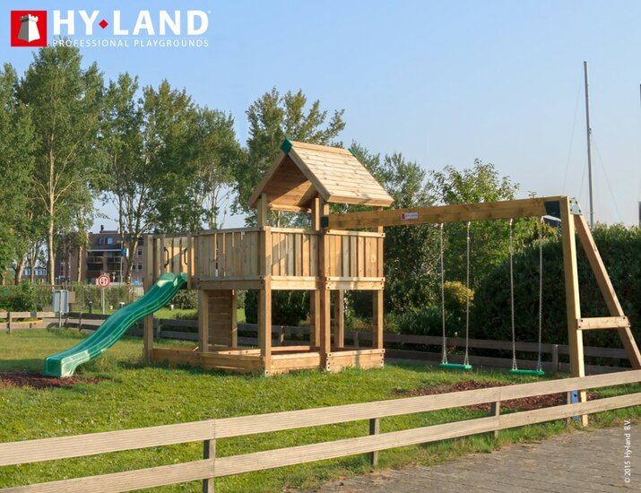 Hy-Land P5s Speeltoestel Grenenhout - Polyethyleen Glijbaan met Schommel