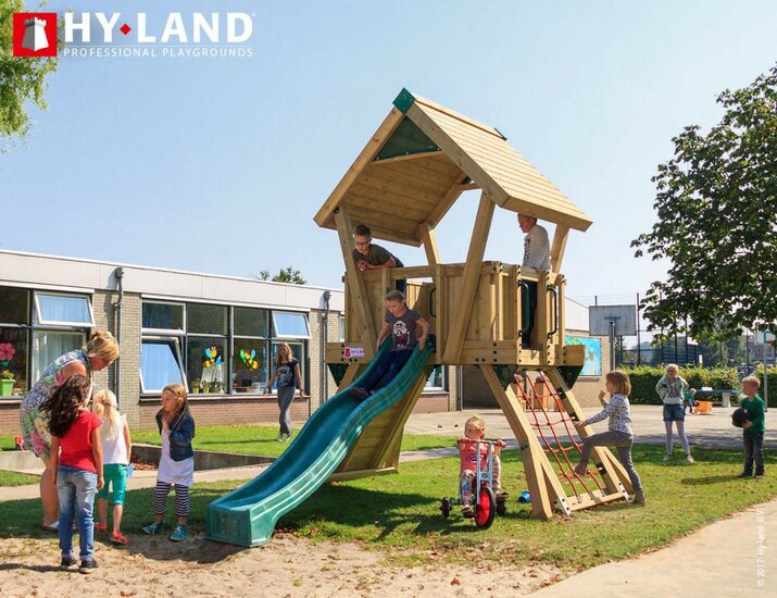 Hy-Land Q2 Speeltoestel Grenenhout - Polyethyleen Glijbaan