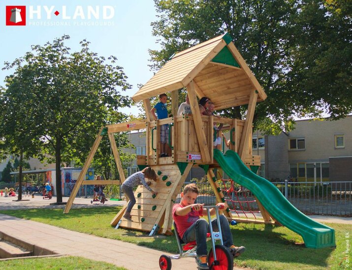 Hy-Land Q2s Speeltoestel Douglas - RVS Glijbaan en Schommel