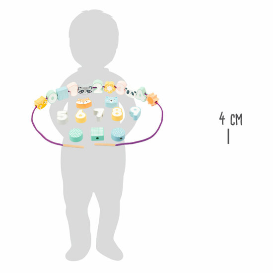 Small Foot - Houten Rijgsspel Dieren en Cijfers, 22dlg.
