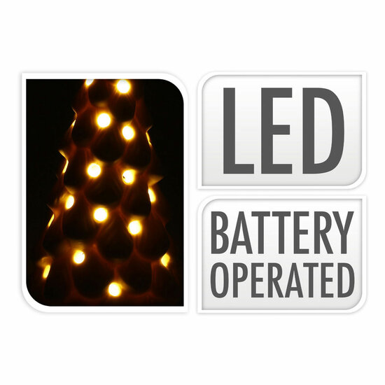 Kerstboom met Led Porselein, Set van 6 stuks