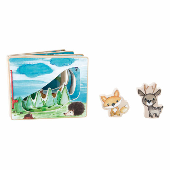 Small Foot - Houten Prentenboek Bos met 2 Speelfiguren