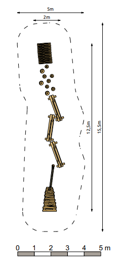 Robinia Balanceerstructuur voor openbaar gebruik 1600cm x 250cm