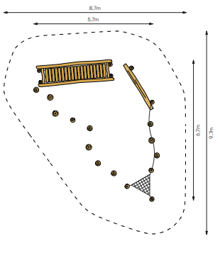 Robinia Balanceerstructuur voor openbaar gebruik 670cm x 570cm