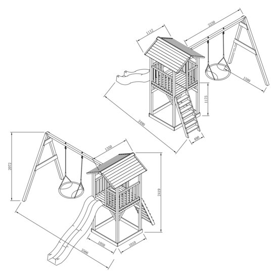 AXI Beach Tower Speeltoren met Summer Nestschommel Grijs/wit - Grijze Glijbaan