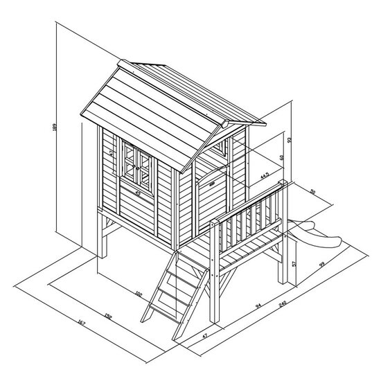 Lodge XL Speelhuis Scandinavisch rood - Rode Glijbaan