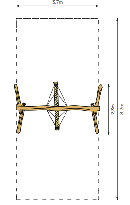 Robinia touwschommel voor openbaar gebruik 230cm