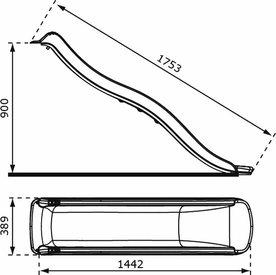 Sky175 Glijbaan met wateraansluiting - Grijs - 175cm