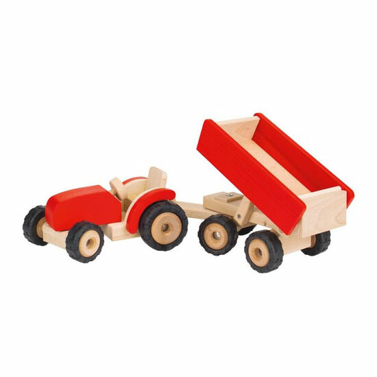 Goki Houten Tractor met Aanhanger