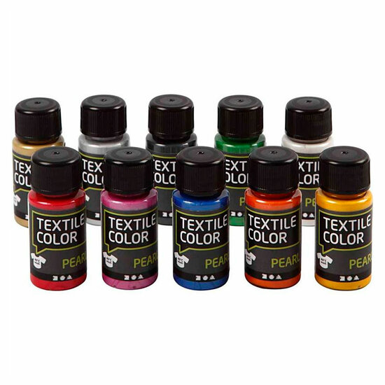 Textielverf Diverse Kleuren, 10x50ml.