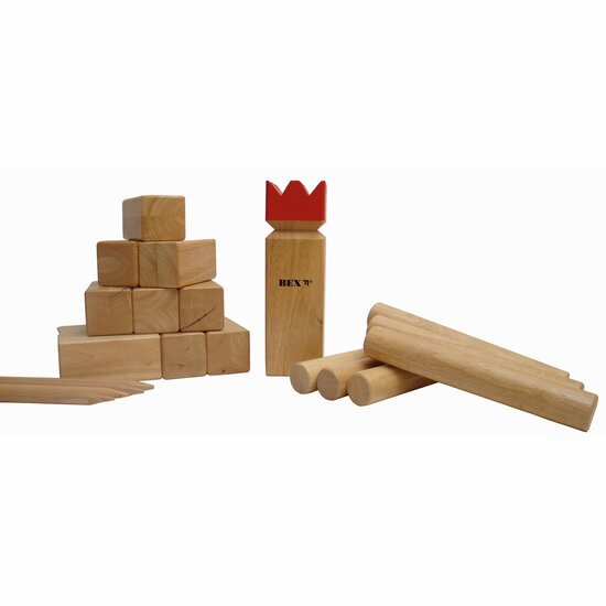 Kubb Pro Rubberhout met Rode Koning