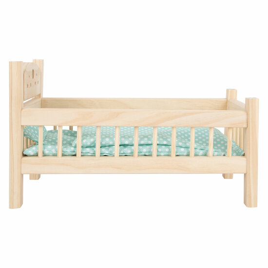 Small Foot - Houten Poppenbed Natuurlijk met Beddengoed, 4ld