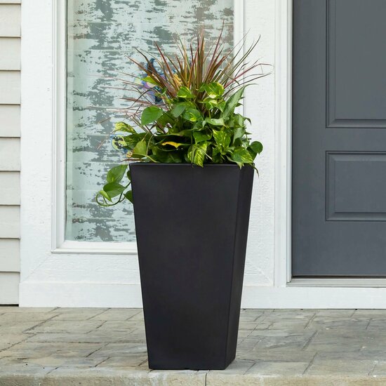 Tremont Vierkant Conische Bloempot Groot - Onyx Black