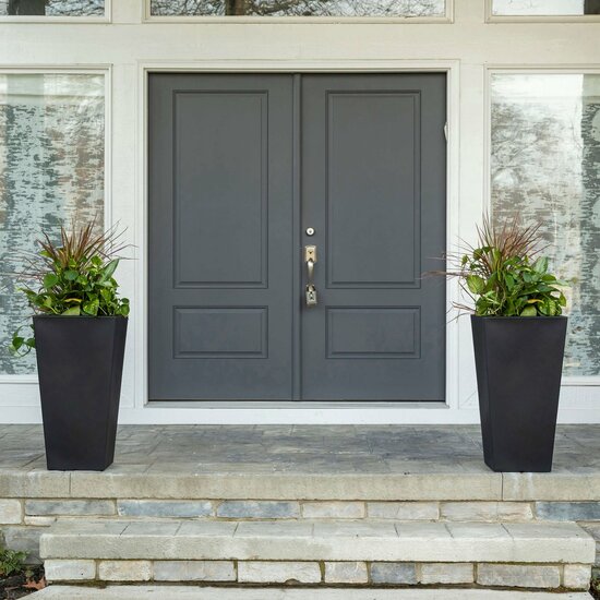 Tremont Vierkant Conische Bloempot Groot - Onyx Black