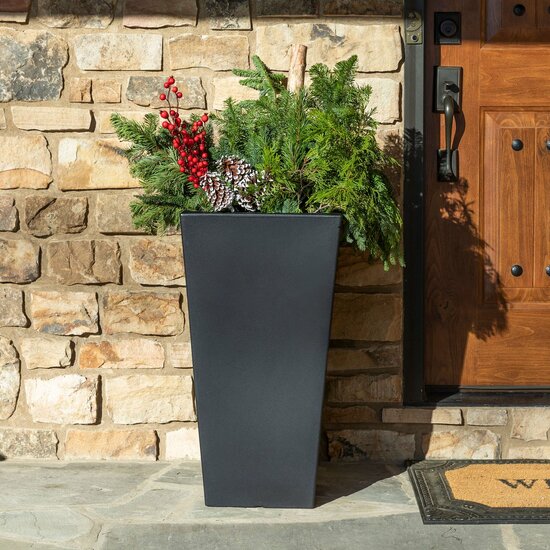 Tremont Vierkant Conische Bloempot Groot - Onyx Black