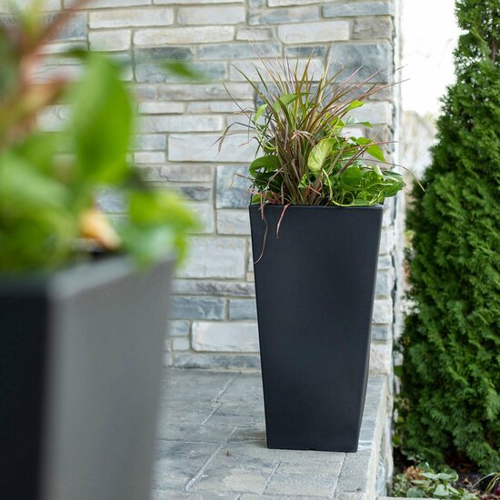 Tremont Vierkant Conische Bloempot Groot - Onyx Black