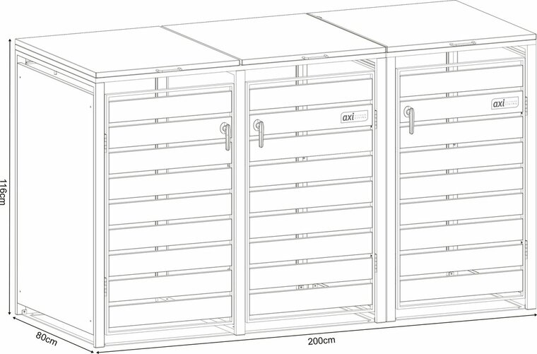 Lucas Metal Garbage Bin Shed XL - 3 x 240 L